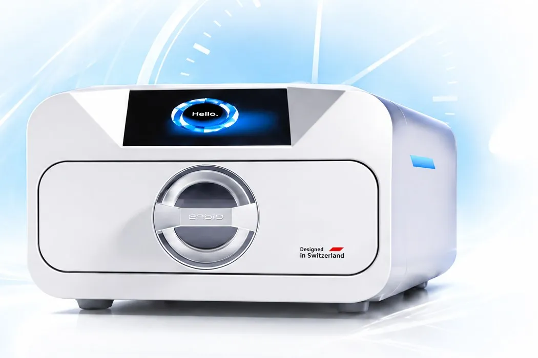 ENBIO rapid heat sterilizer with touchscreen display — Swiss-designed Class B autoclave