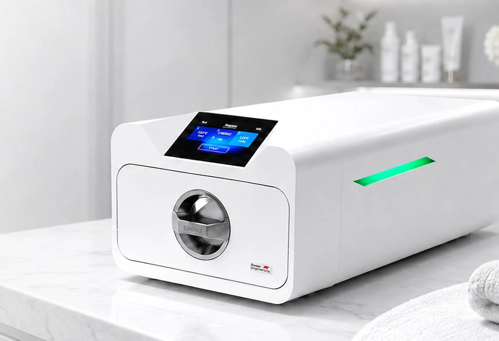 ENBIO PRO sterilizer sitting on a clinic counter, ready for a two-week in-clinic trial